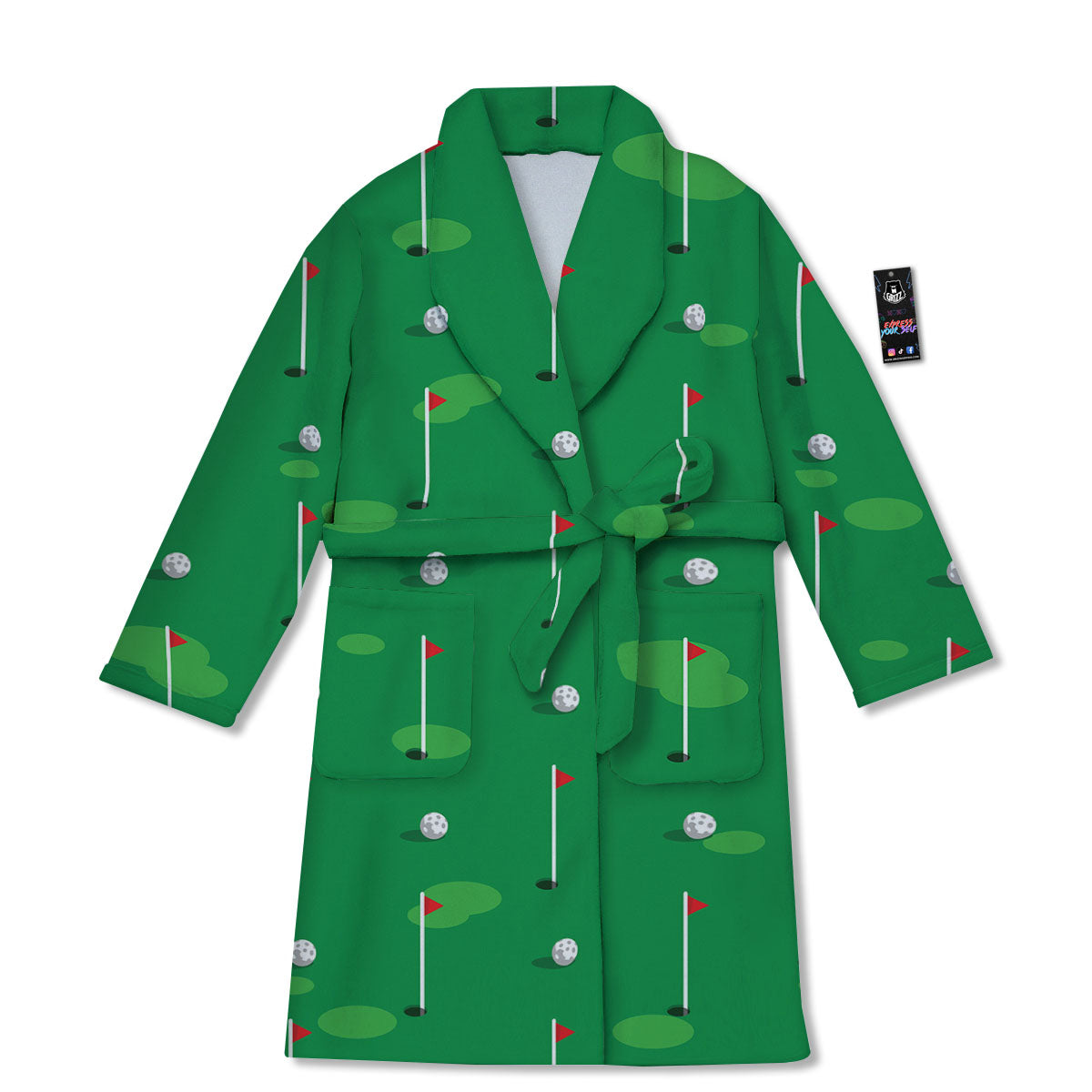 Golf Ball Green Print Pattern Bathrobe-grizzshop
