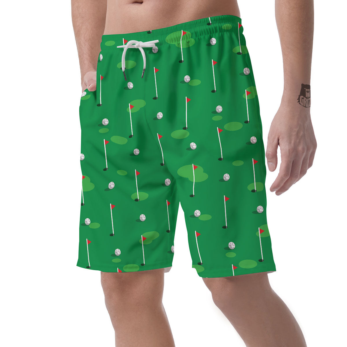 Golf Ball Green Print Pattern Men's Shorts-grizzshop