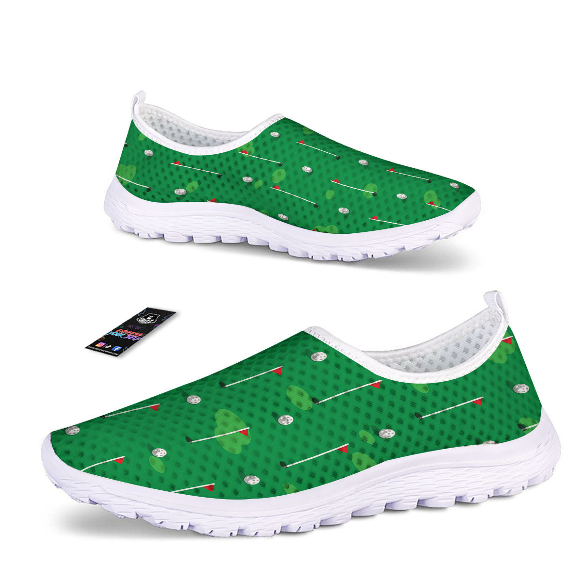 Golf Ball Green Print Pattern Nurse Shoes-grizzshop
