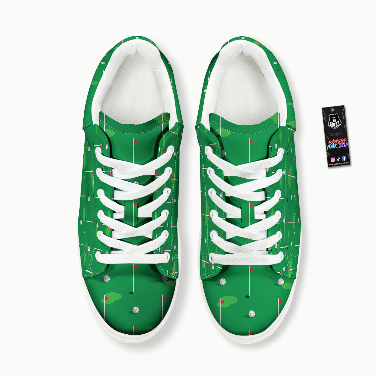 Golf Ball Green Print Pattern Platform Shoes-grizzshop