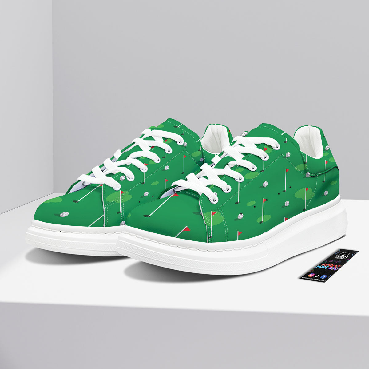 Golf Ball Green Print Pattern Platform Shoes-grizzshop