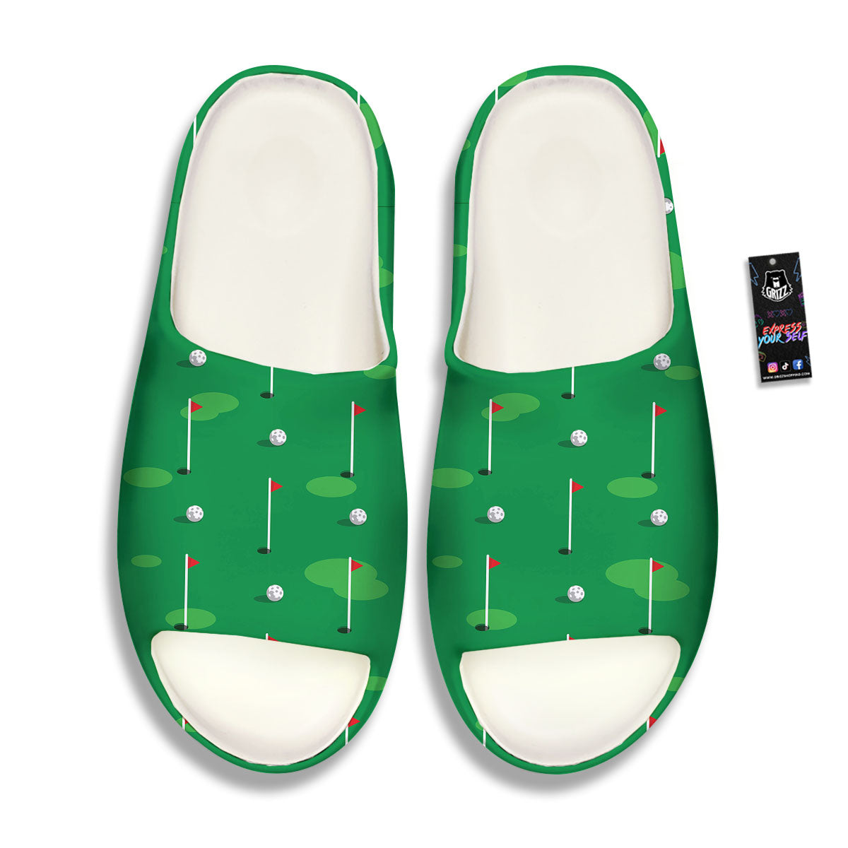 Golf Ball Green Print Pattern Sandals-grizzshop