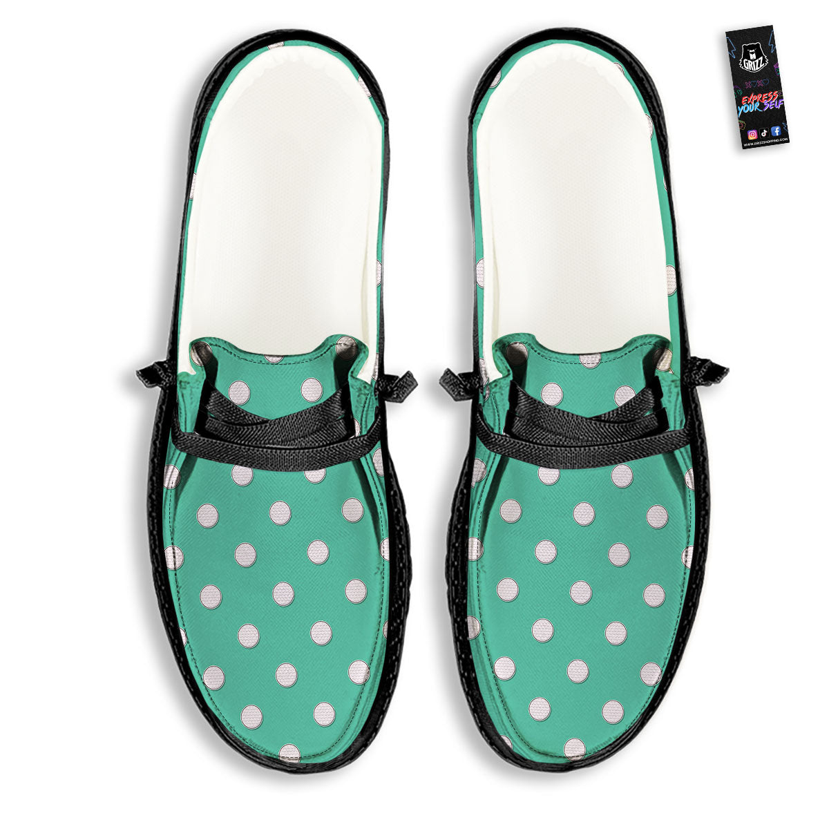 Golf Ball Print Pattern Black Loafers-grizzshop