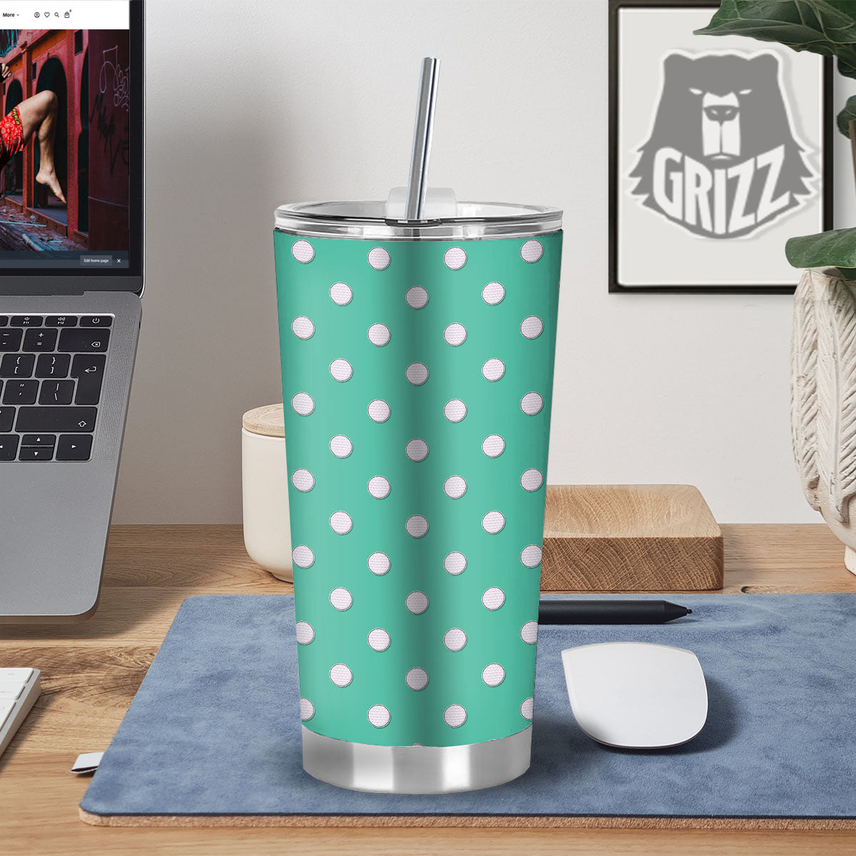 Golf Ball Print Pattern Tumbler-grizzshop