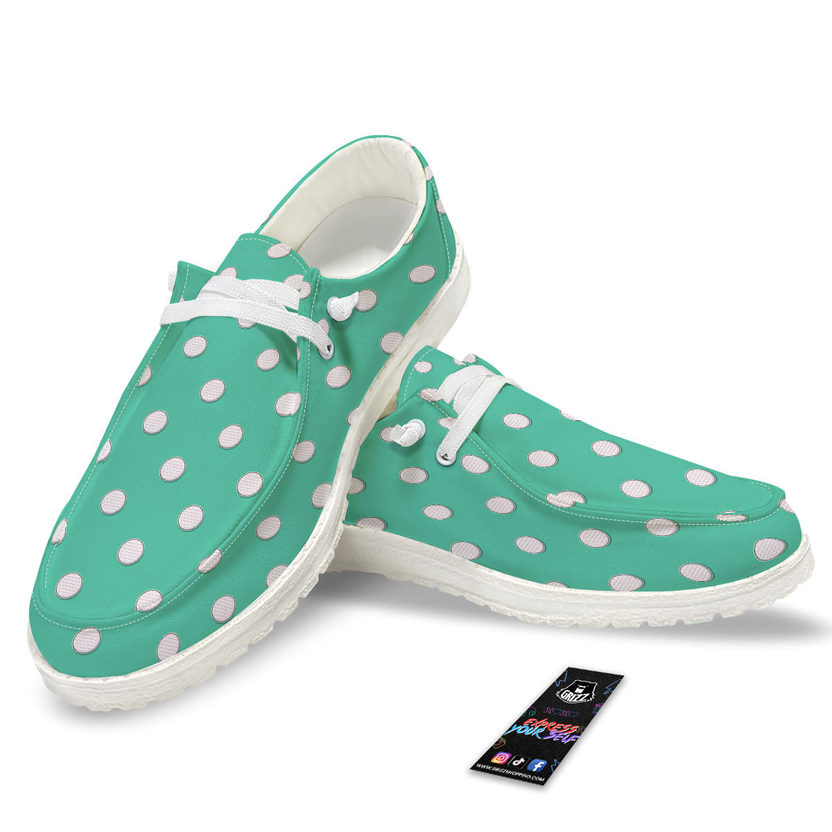Golf Ball Print Pattern White Loafers-grizzshop