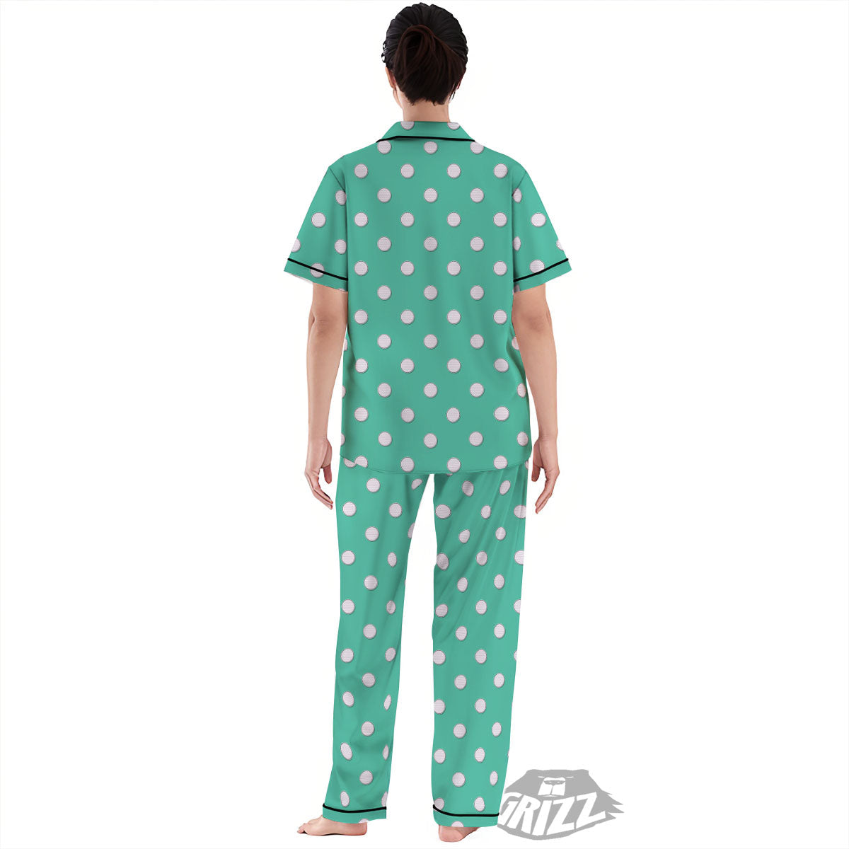 Golf Ball Print Pattern Women's Pajamas Set-grizzshop