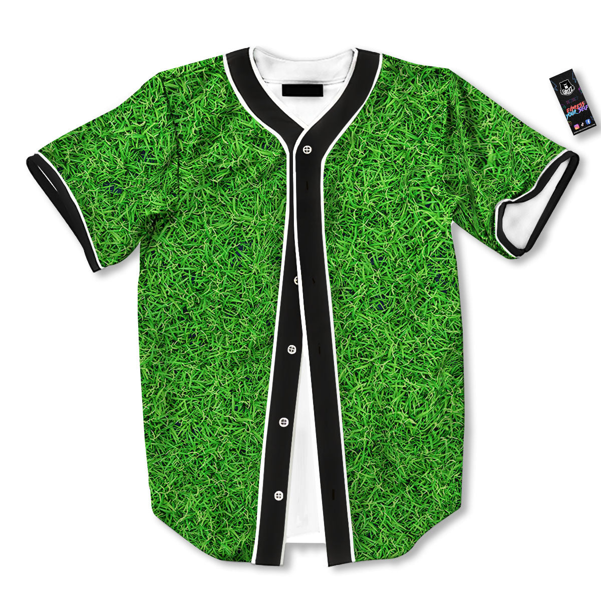 Golf Grass Print Baseball Jersey-grizzshop