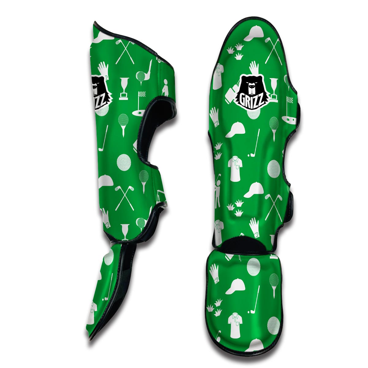 Golf Green Pattern Print Muay Thai Shin Guards-grizzshop