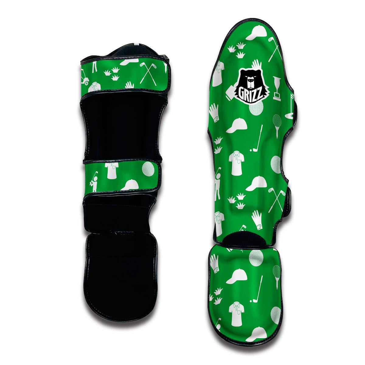 Golf Green Pattern Print Muay Thai Shin Guards-grizzshop