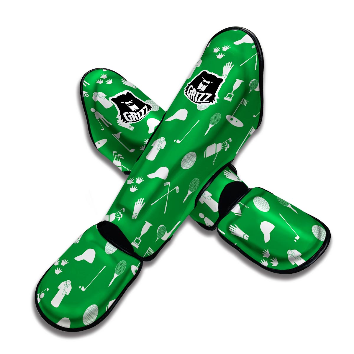 Golf Green Pattern Print Muay Thai Shin Guards-grizzshop