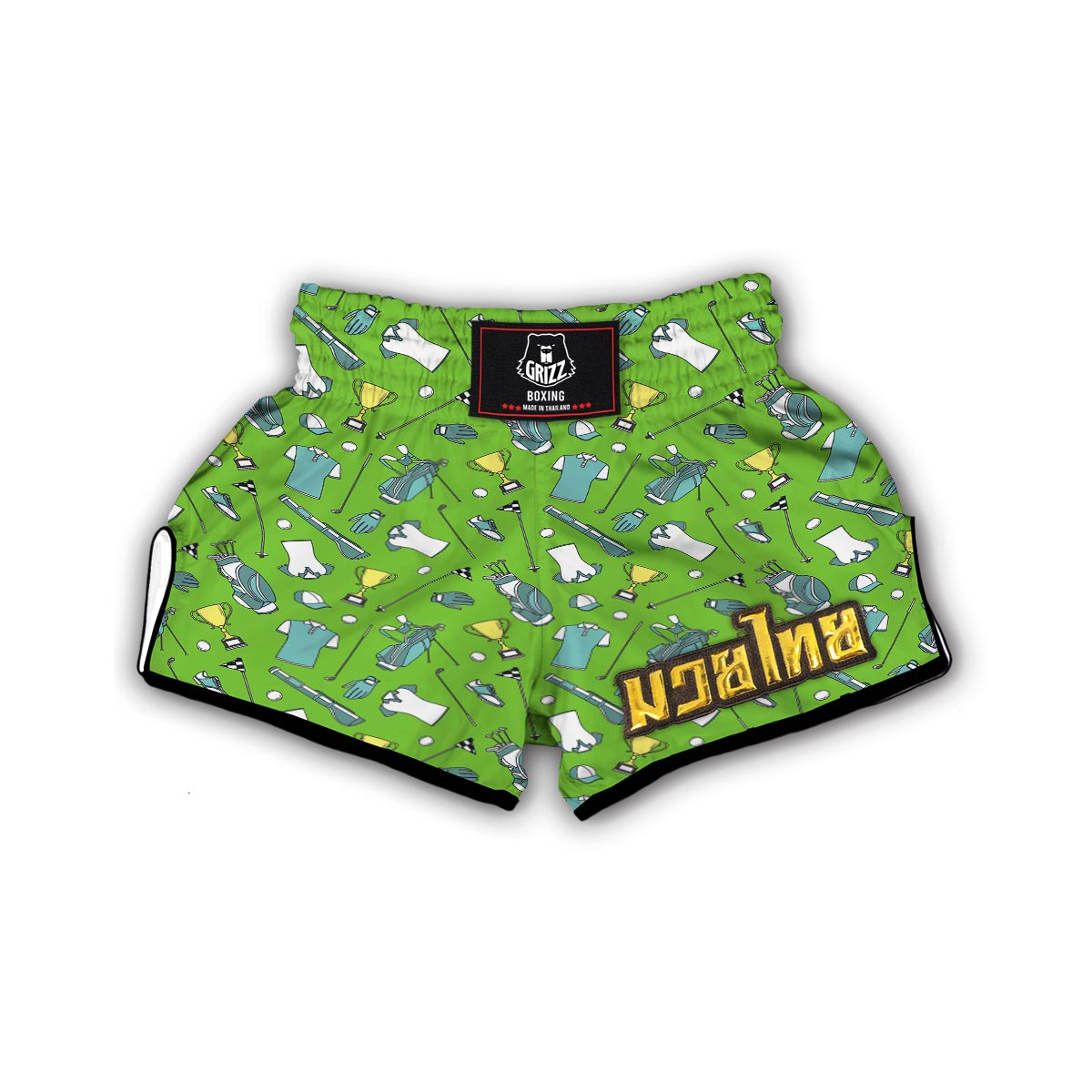 Golf Green Print Pattern Muay Thai Boxing Shorts-grizzshop