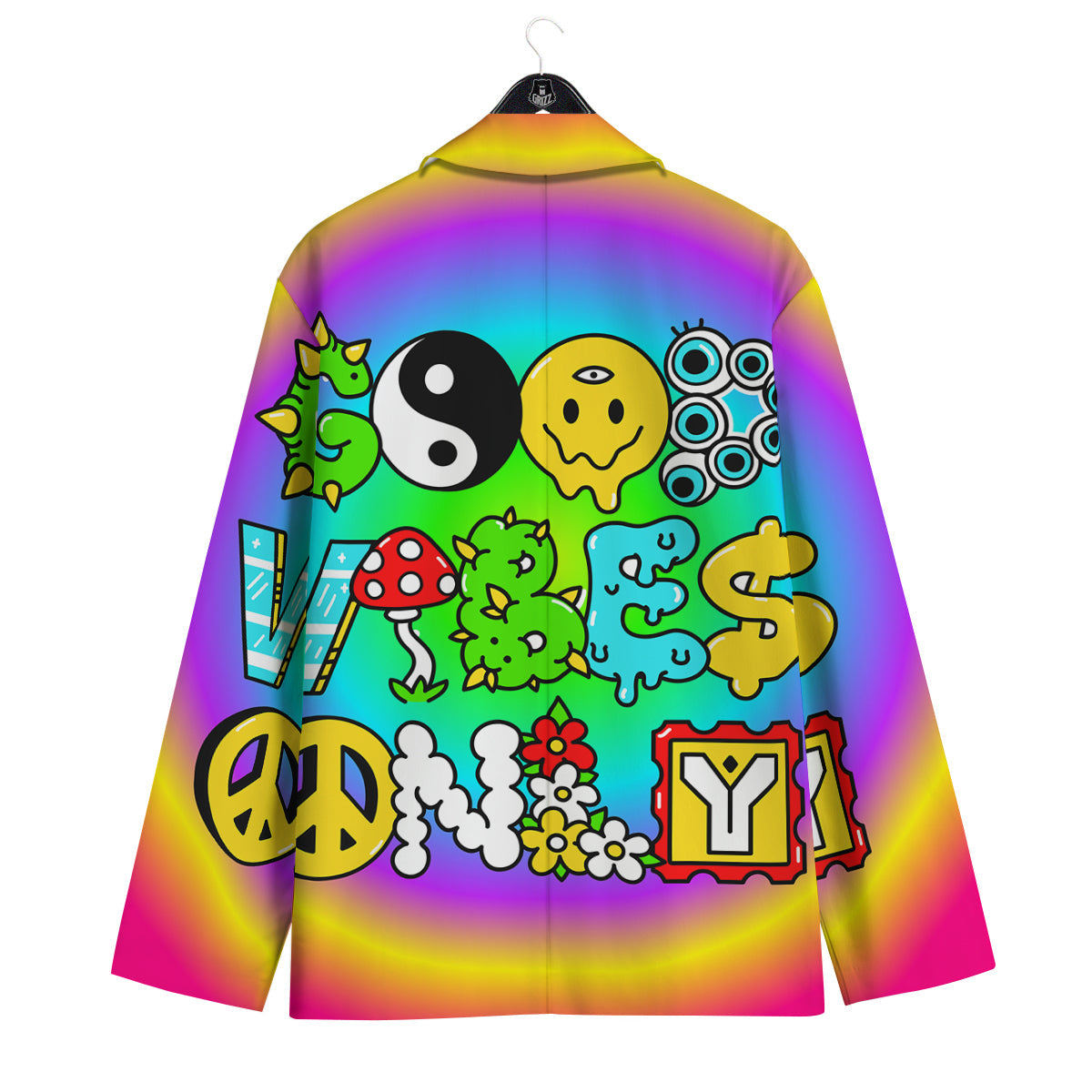 Good Vibes Only Quote Trippy Psychedelic Print Men's Sport Coat-grizzshop