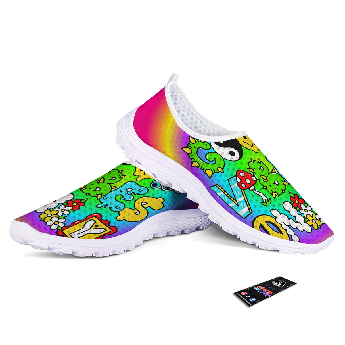 Good Vibes Only Quote Trippy Psychedelic Print Nurse Shoes-grizzshop
