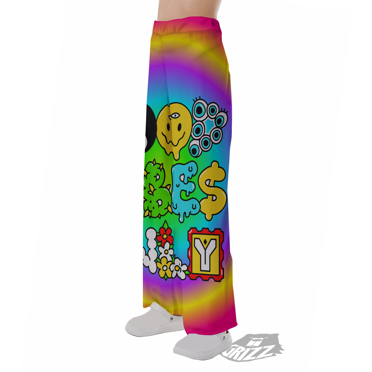 Good Vibes Only Quote Trippy Psychedelic Print Pajama Pants-grizzshop