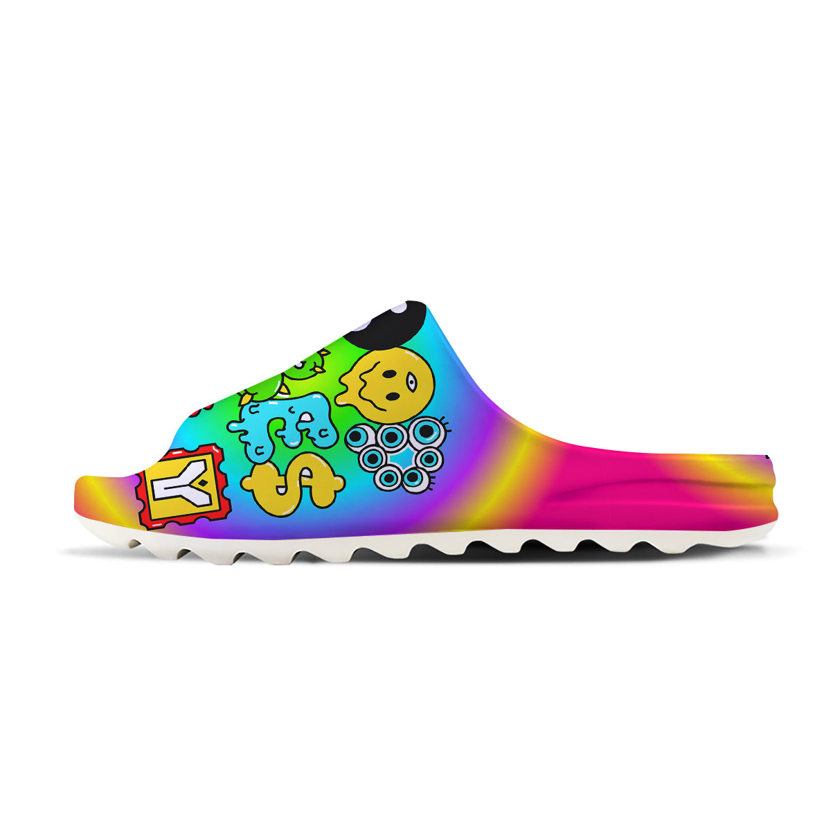 Good Vibes Only Quote Trippy Psychedelic Print Sandals-grizzshop
