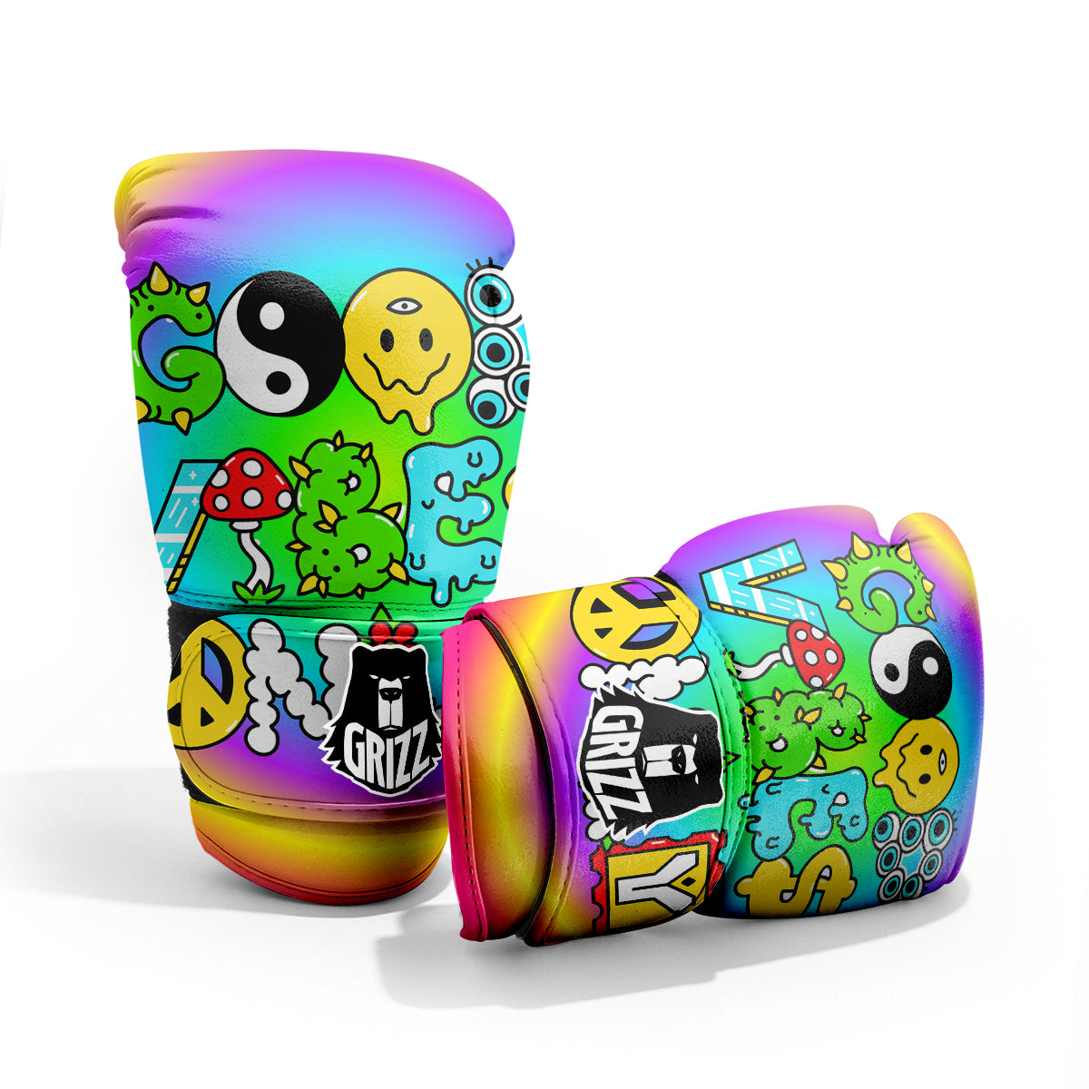Good Vibes Only Quote Trippy Psychedelic Print Pro Boxing Glove