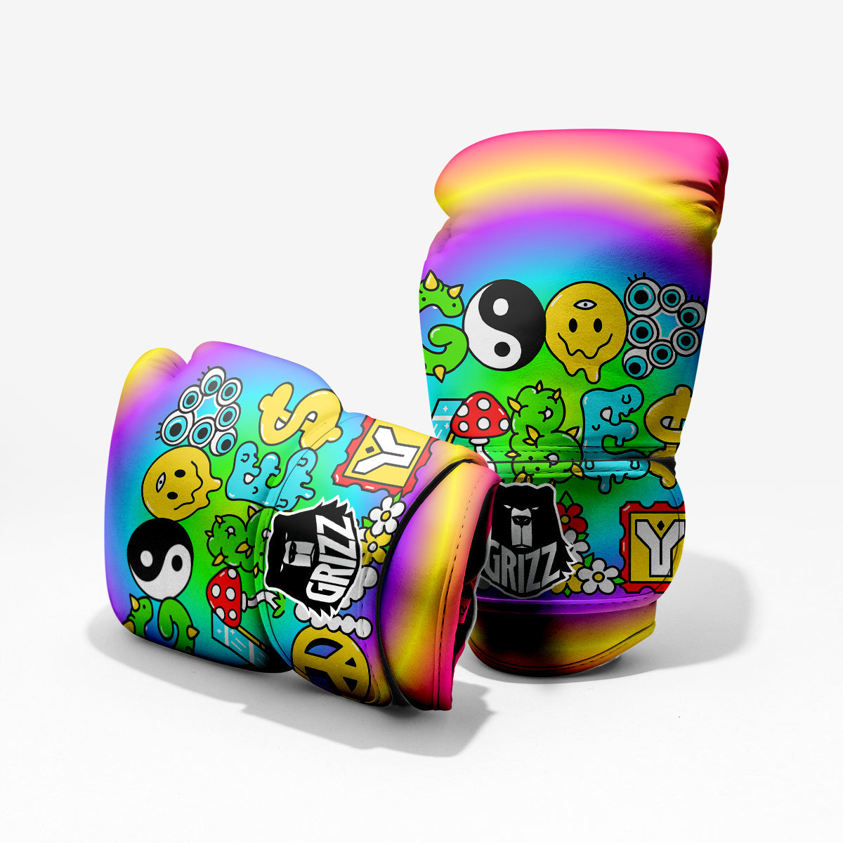 Good Vibes Only Quote Trippy Psychedelic Print Pro Boxing Glove