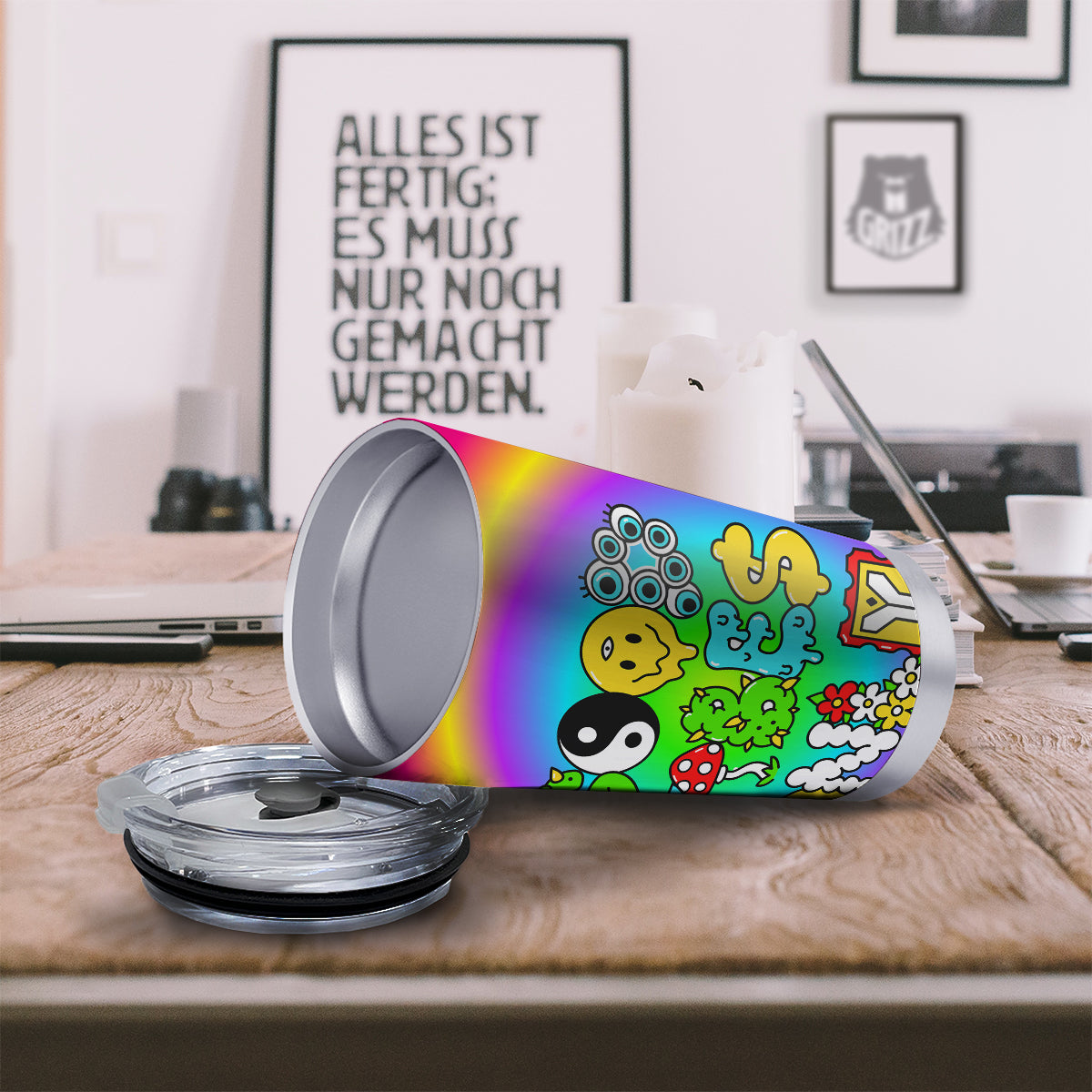 Good Vibes Only Quote Trippy Psychedelic Print Tumbler-grizzshop