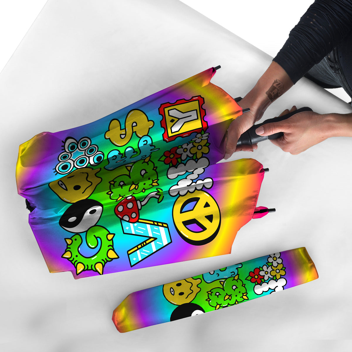 Good Vibes Only Quote Trippy Psychedelic Print Umbrella-grizzshop