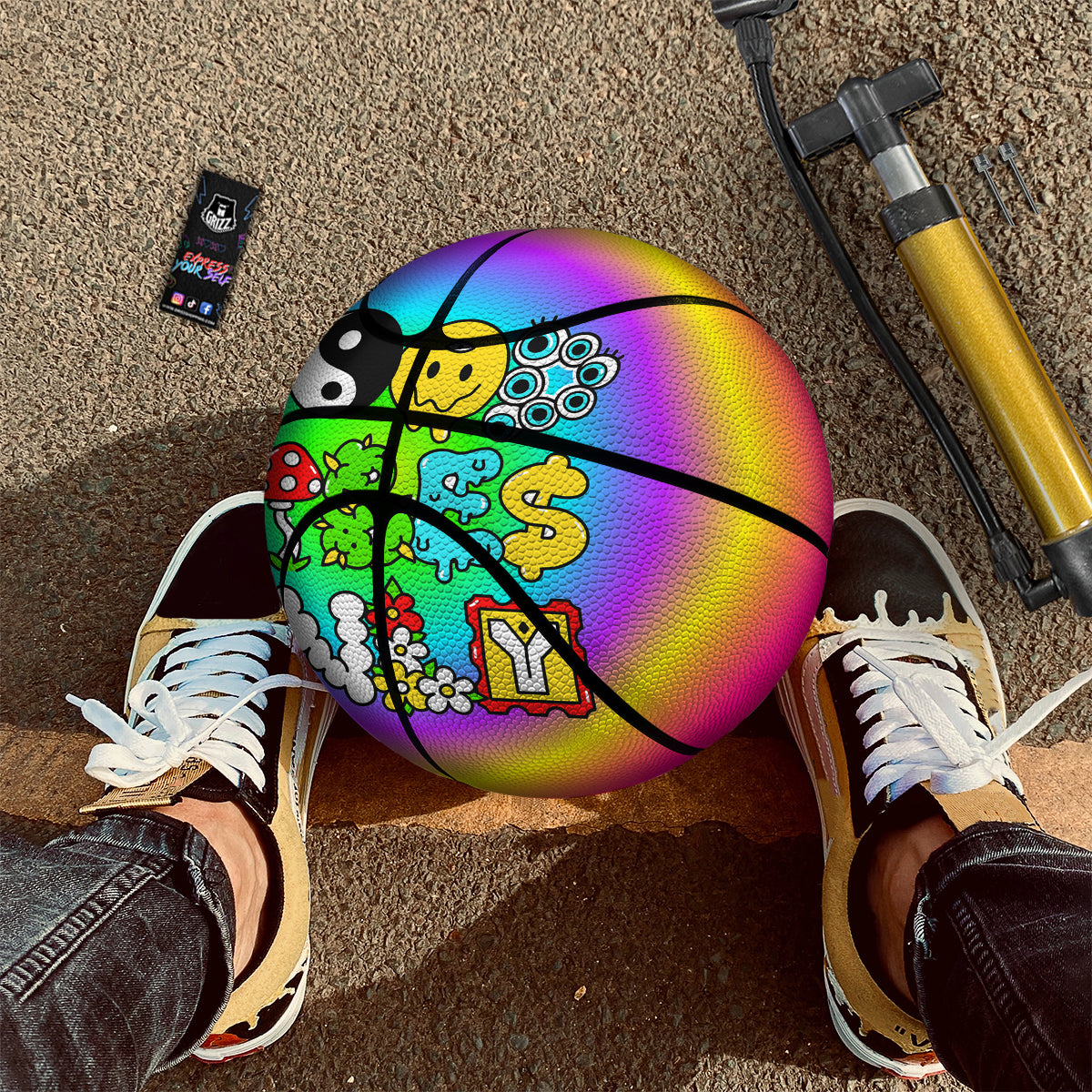 Good Vibes Only Quote Trippy Psychedelic Print Basketball