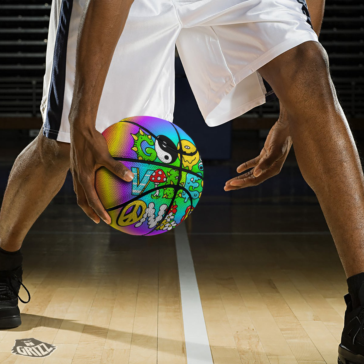 Good Vibes Only Quote Trippy Psychedelic Print Basketball