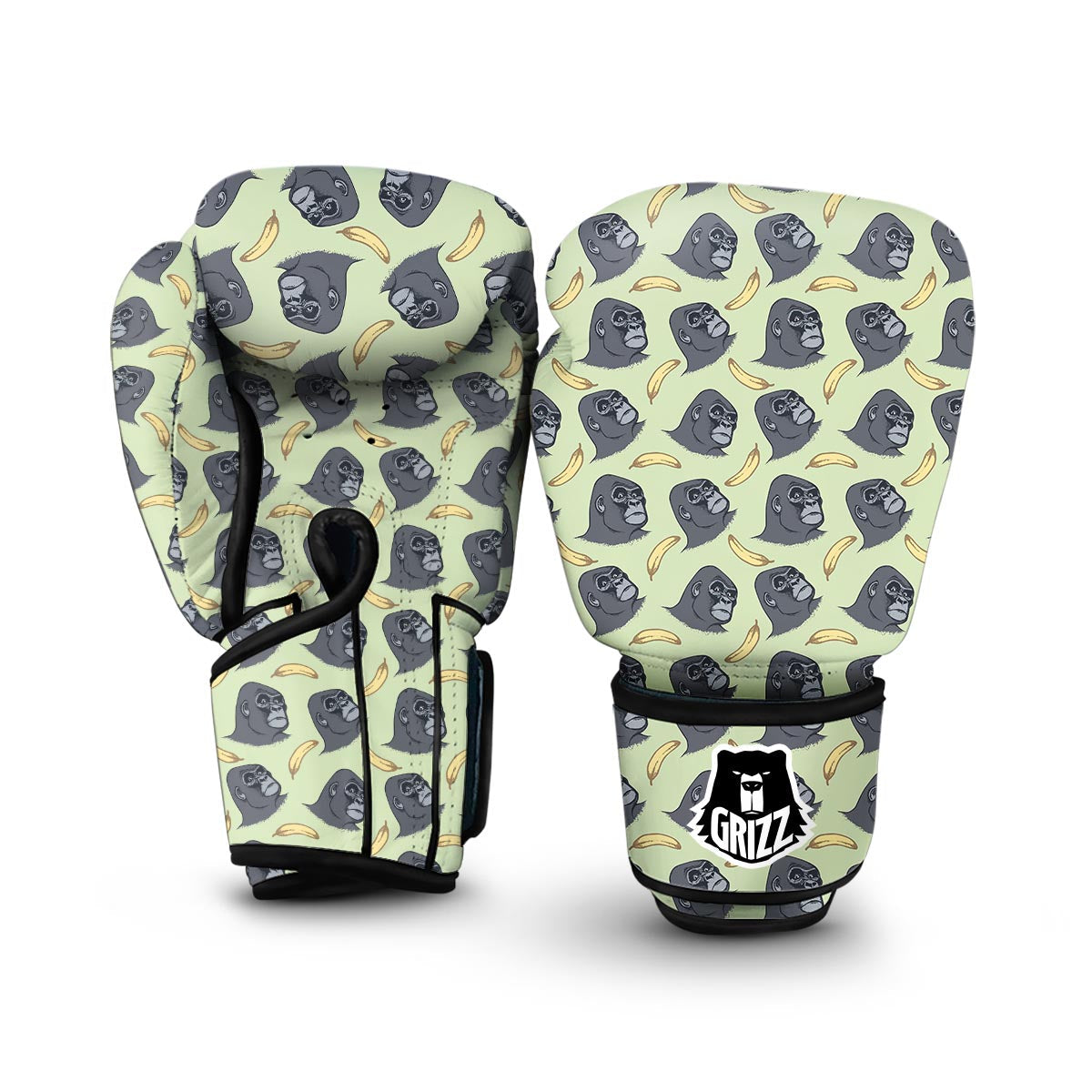 Gorilla Banana Pattern Print Boxing Gloves-grizzshop