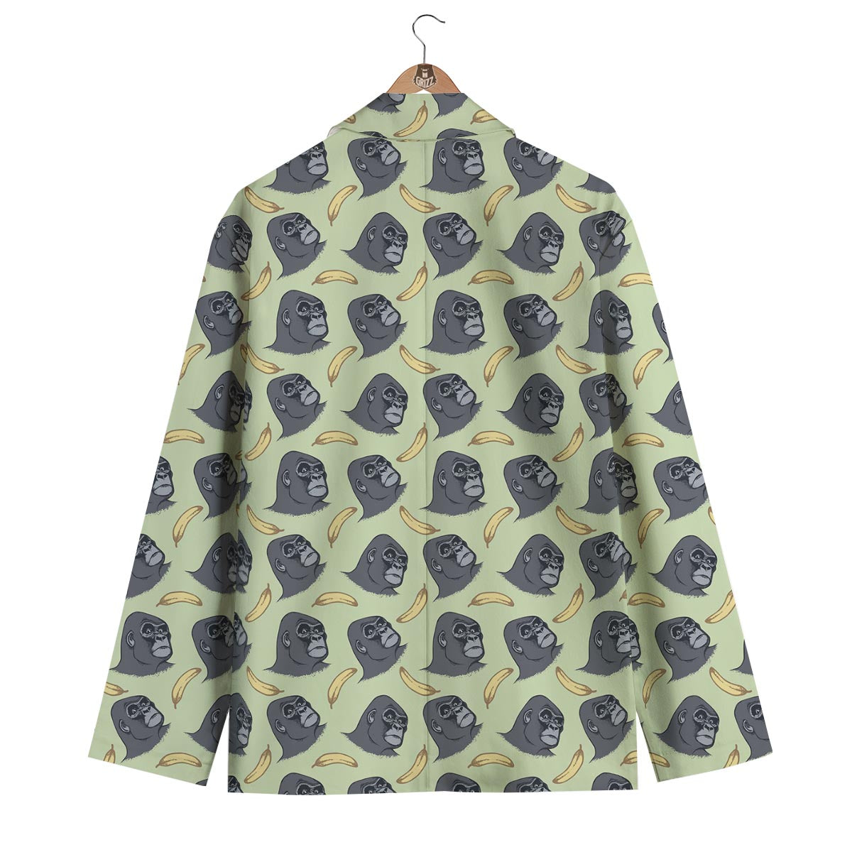 Gorilla Banana Pattern Print Men's Blazer-grizzshop
