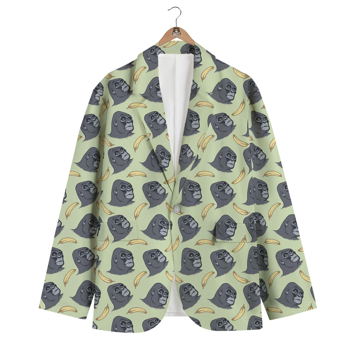 Gorilla Banana Pattern Print Men's Blazer-grizzshop
