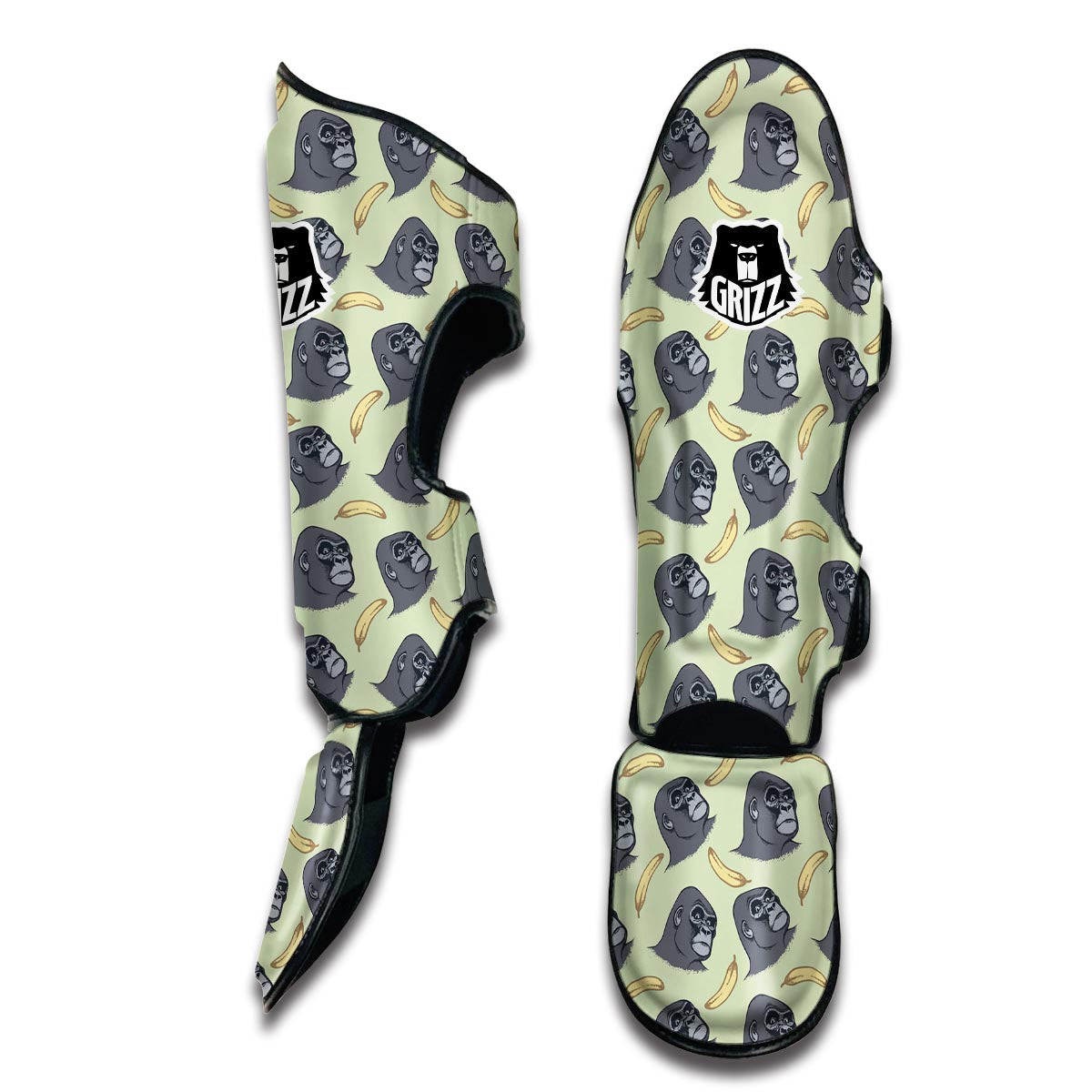 Gorilla Banana Pattern Print Muay Thai Shin Guards-grizzshop