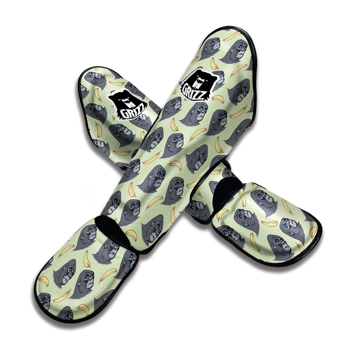 Gorilla Banana Pattern Print Muay Thai Shin Guards-grizzshop