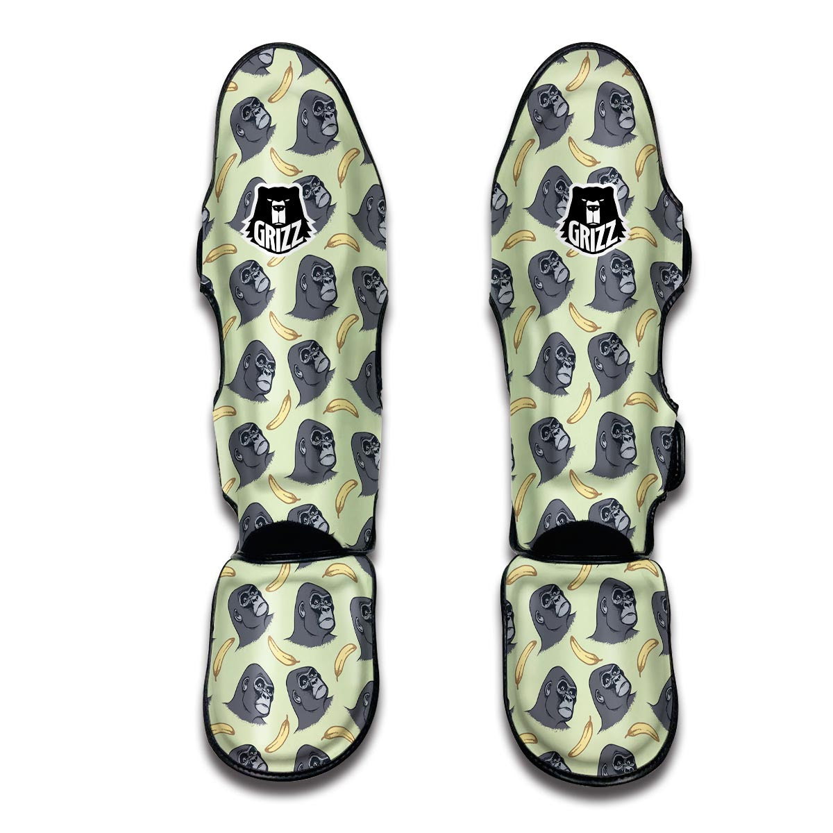 Gorilla Banana Pattern Print Muay Thai Shin Guards-grizzshop