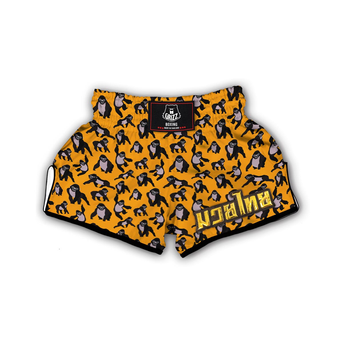 Gorilla Pattern Print Muay Thai Boxing Shorts-grizzshop