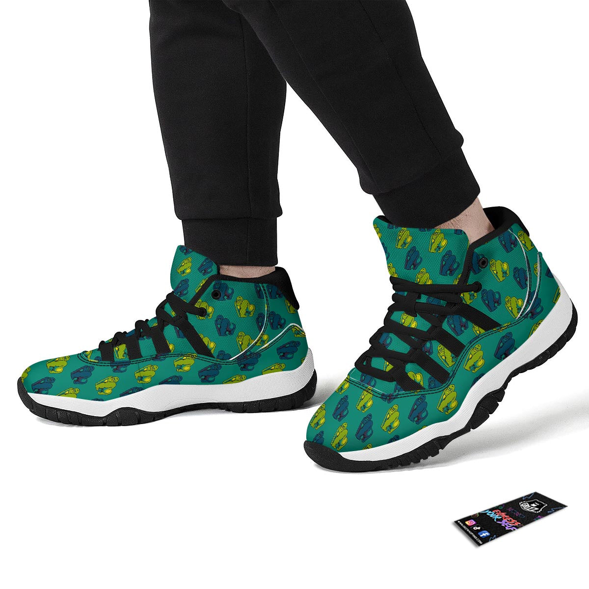 Gorilla Print Pattern Black Bball Shoes-grizzshop