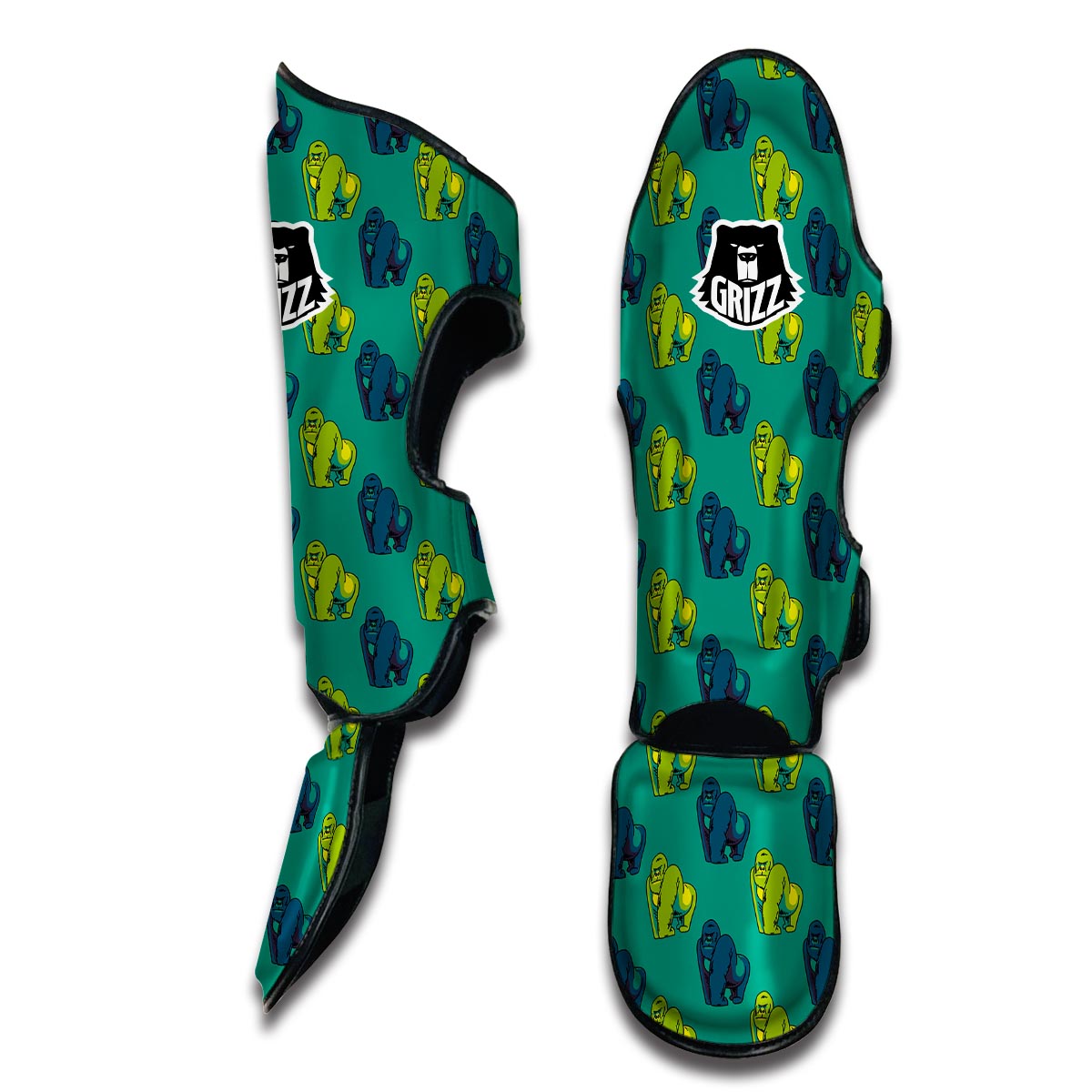 Gorilla Print Pattern Muay Thai Shin Guards-grizzshop