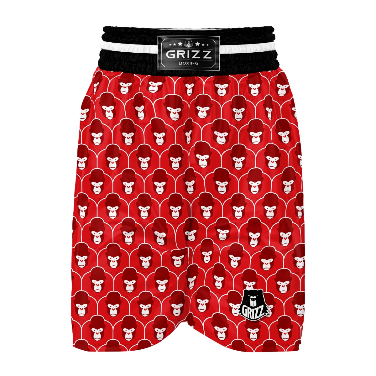 Gorilla Red Pattern Print Boxing Shorts-grizzshop
