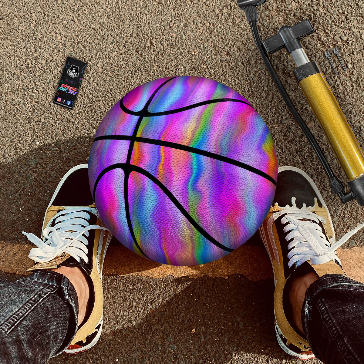 Gradient Psychedelic Print Pattern Basketball-grizzshop