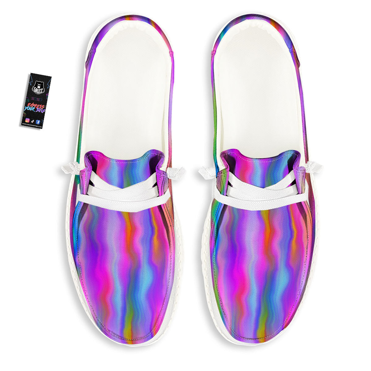 Gradient Psychedelic Print Pattern Black Loafers-grizzshop