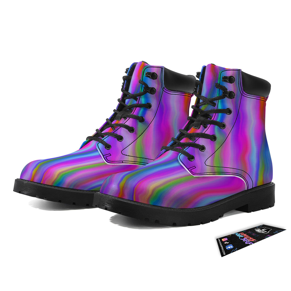 Gradient Psychedelic Print Pattern Boots-grizzshop