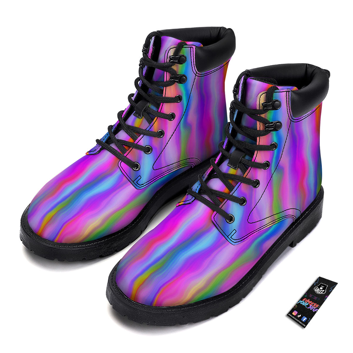 Gradient Psychedelic Print Pattern Boots-grizzshop