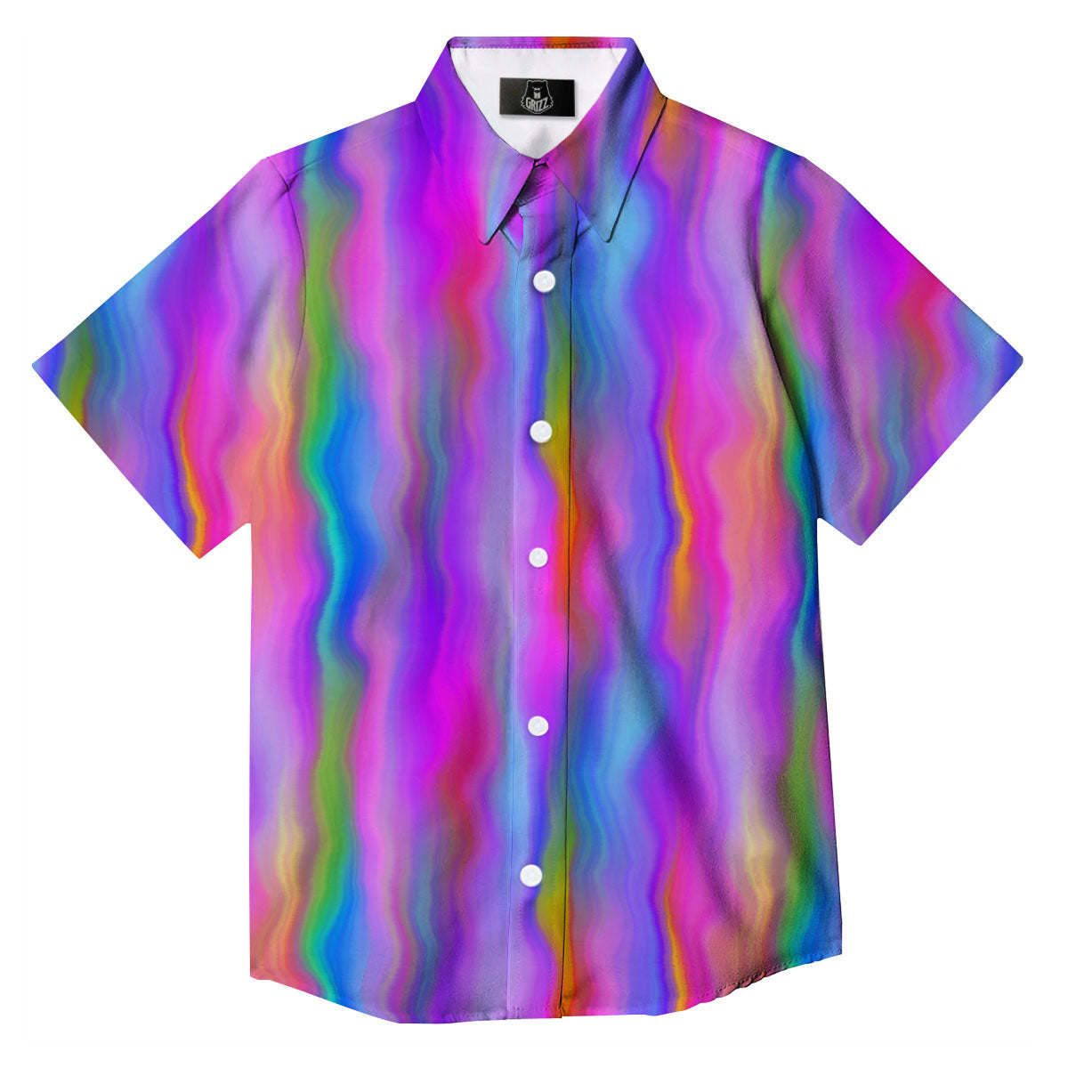 Gradient Psychedelic Print Pattern Button Up Shirt-grizzshop