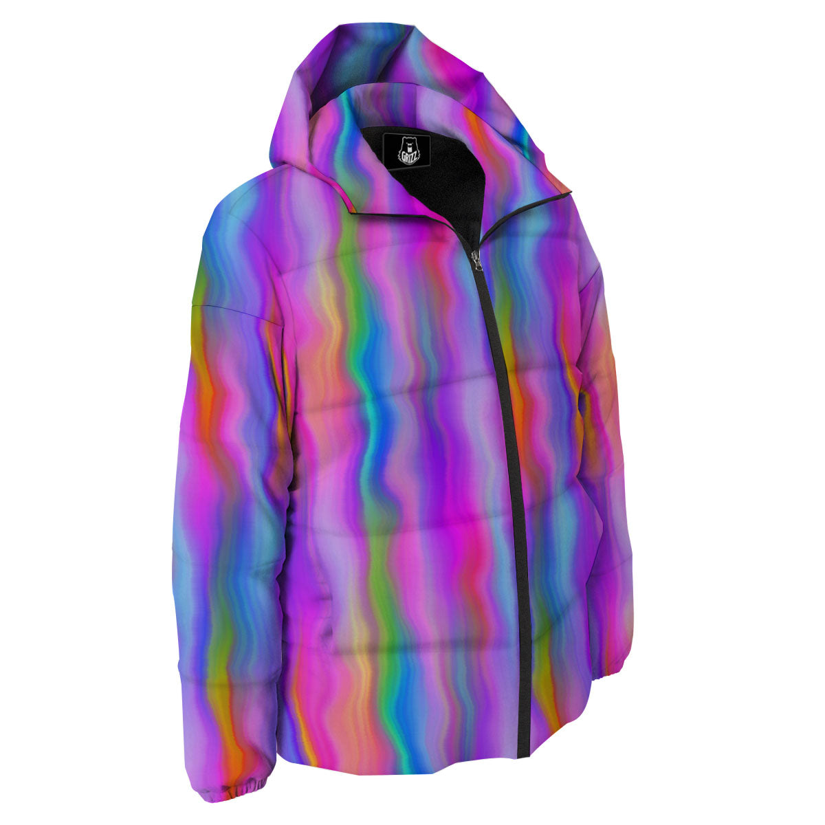 Gradient Psychedelic Print Pattern Down Jacket-grizzshop