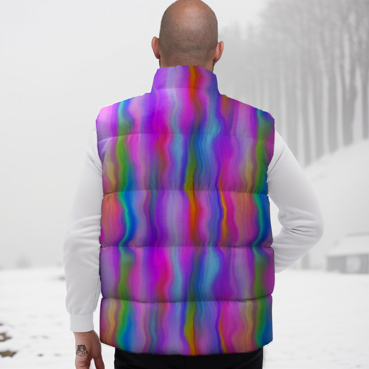 Gradient Psychedelic Print Pattern Down Vest