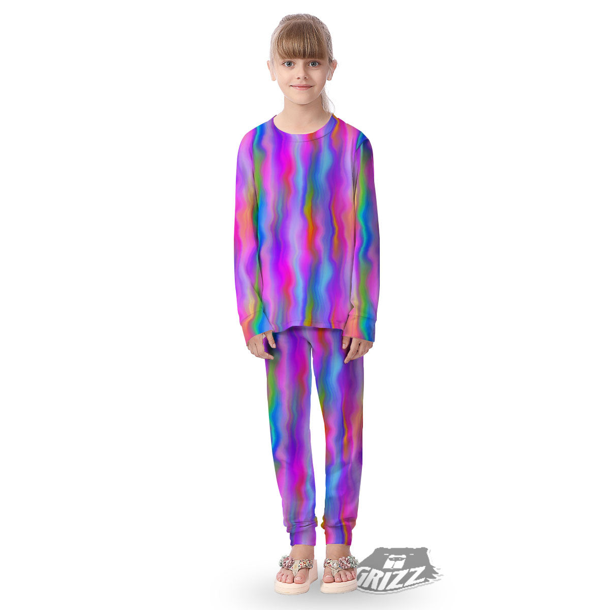 Gradient Psychedelic Print Pattern Kid's Pajamas-grizzshop