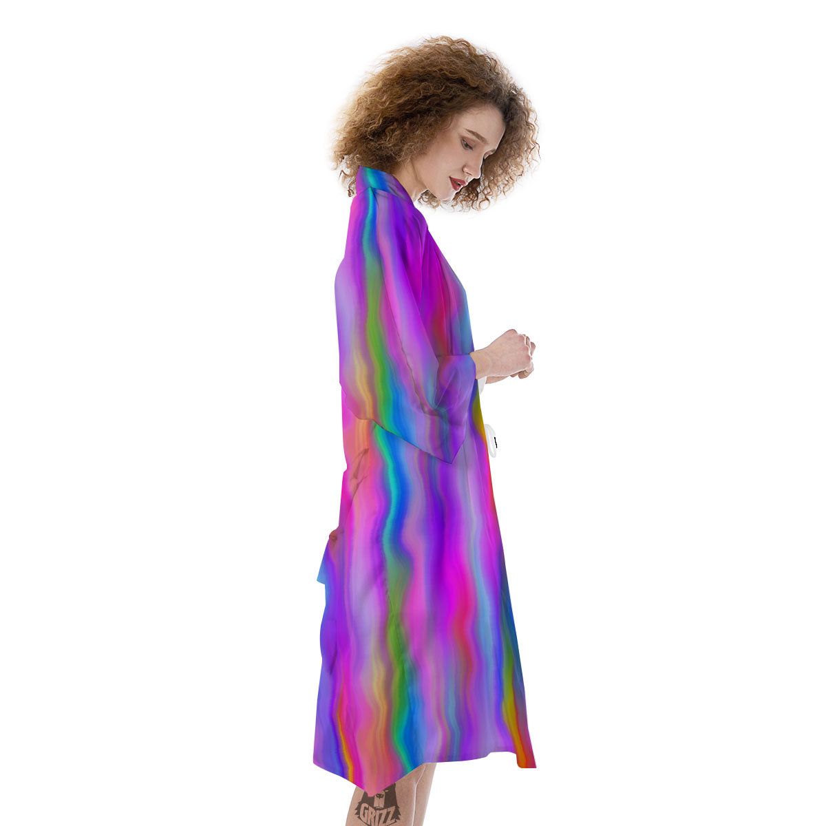 Gradient Psychedelic Print Pattern Kimono-grizzshop