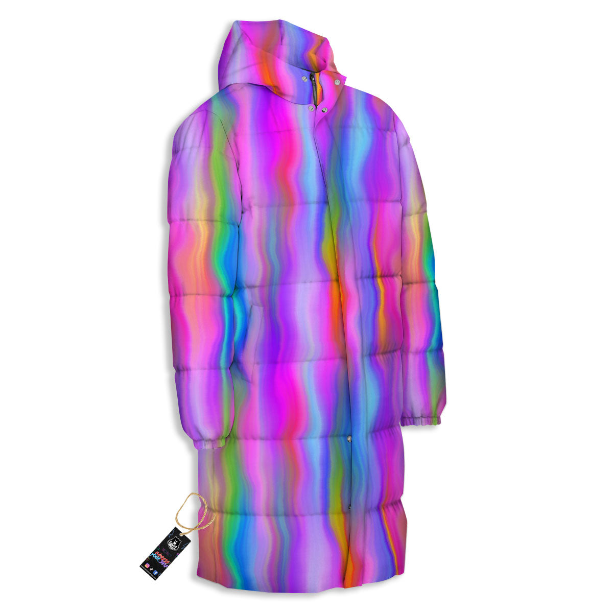 Gradient Psychedelic Print Pattern Long Down Jacket-grizzshop
