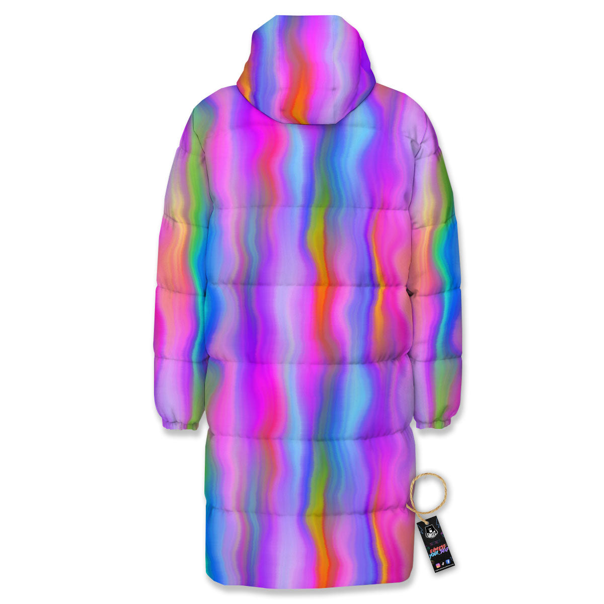 Gradient Psychedelic Print Pattern Long Down Jacket-grizzshop