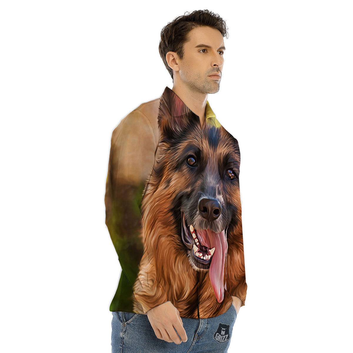 Gradient Psychedelic Print Pattern Men's Dress Shirts-grizzshop