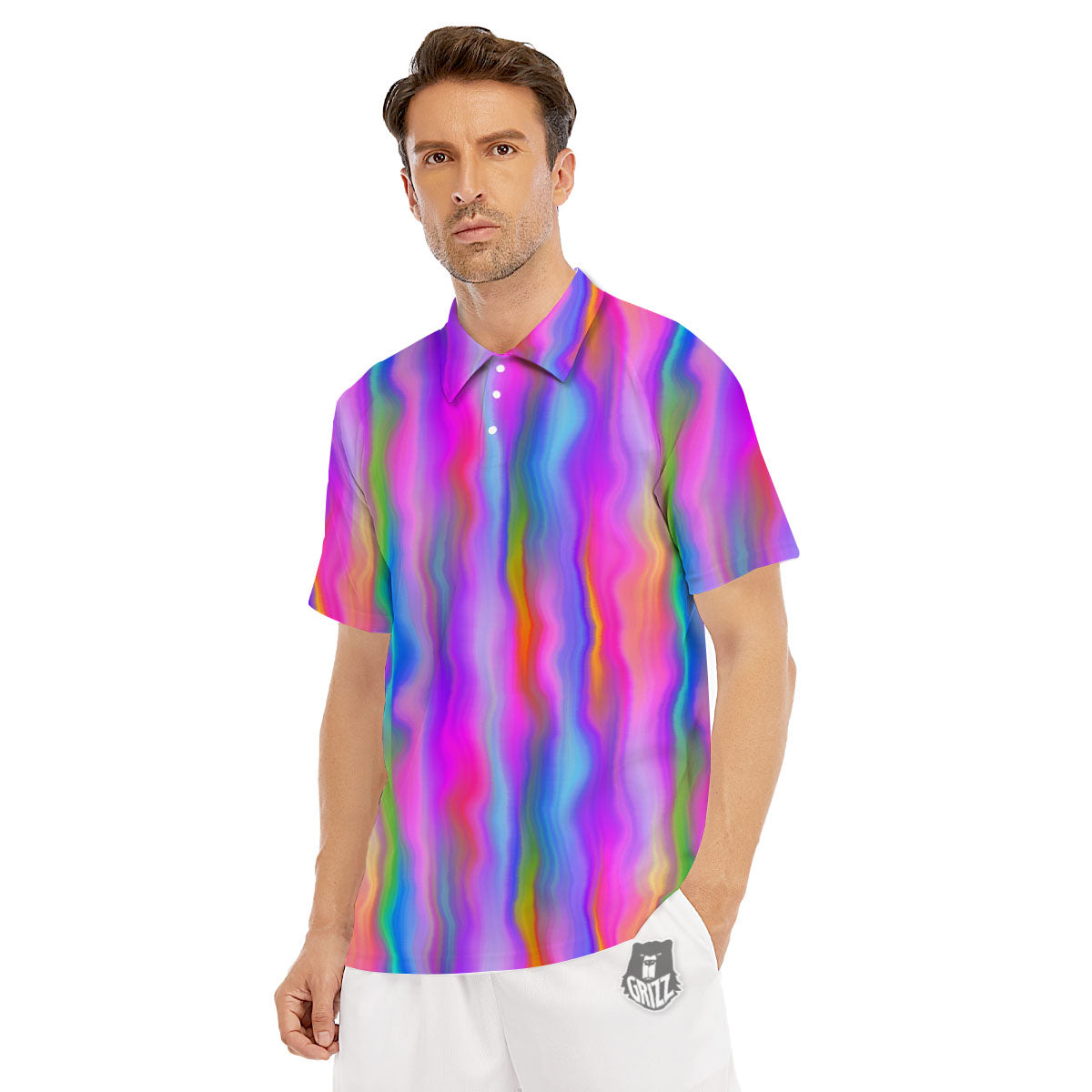 Gradient Psychedelic Print Pattern Men's Golf Shirts-grizzshop