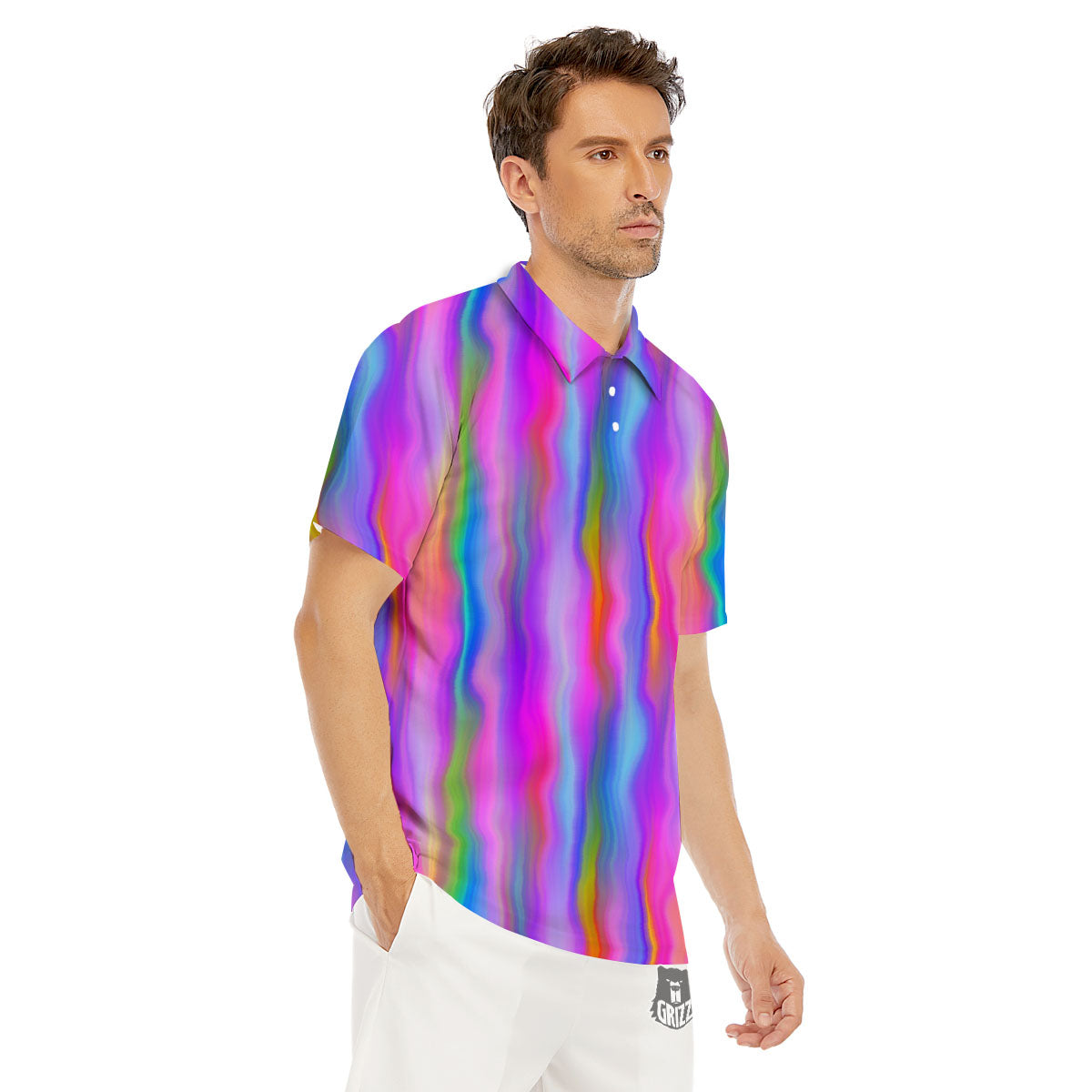 Gradient Psychedelic Print Pattern Men's Golf Shirts-grizzshop
