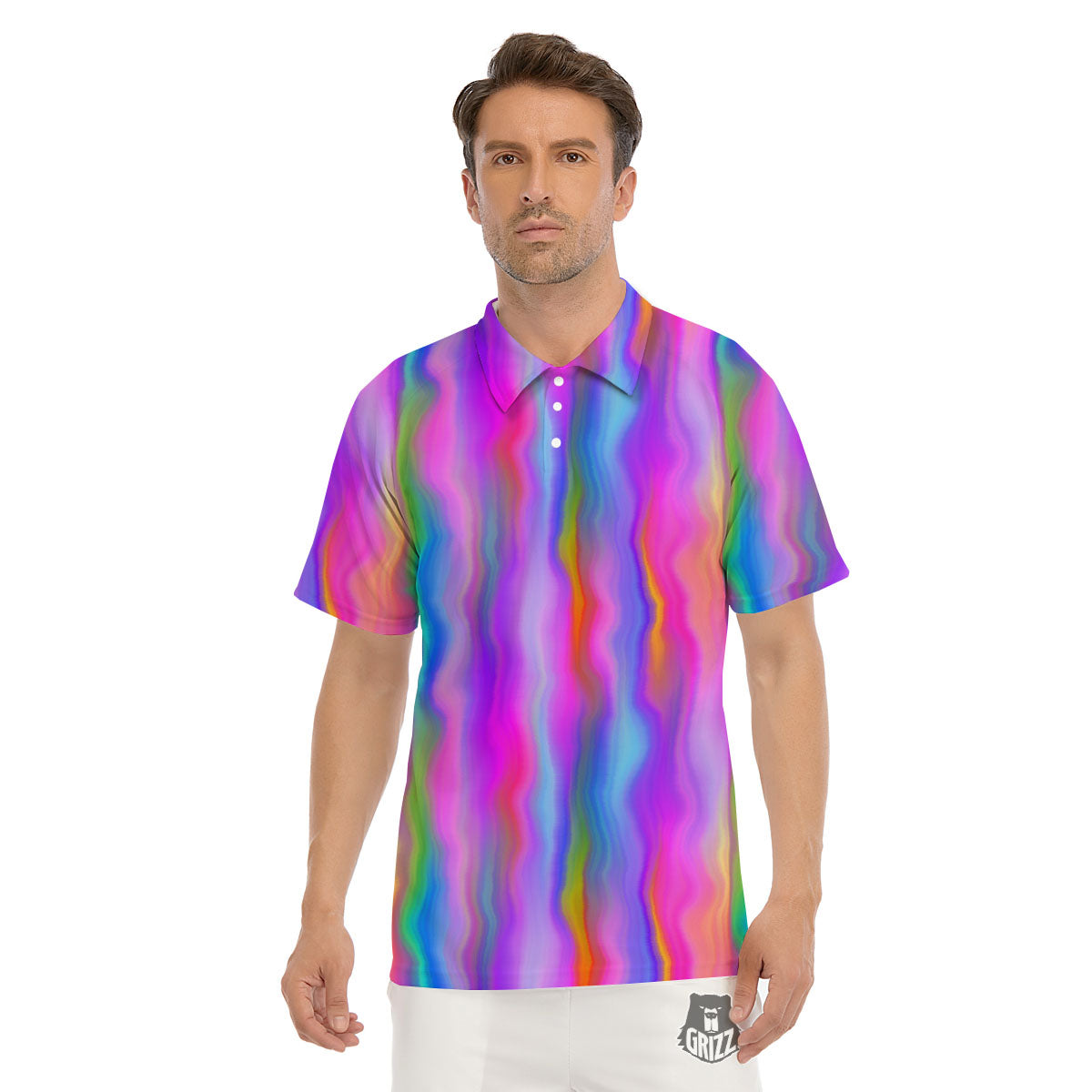 Gradient Psychedelic Print Pattern Men's Golf Shirts-grizzshop